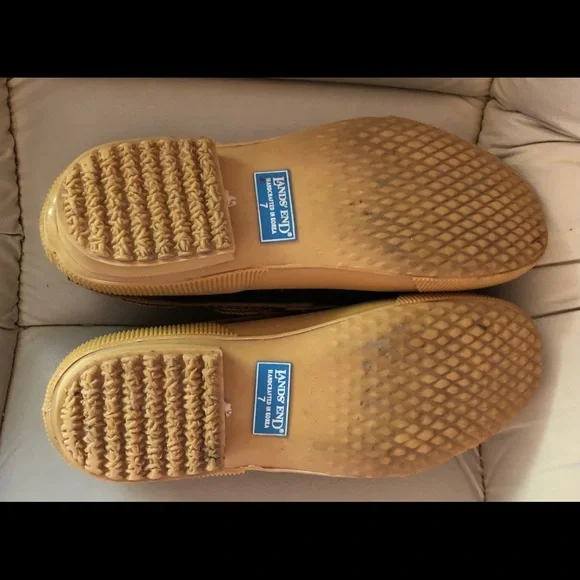 Vintage Land’s End Low Duck Boots Plaid Trim Wool Lining - Size 7 - Picture 6 of 7